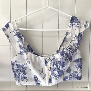 Reformation linen floral cropped top